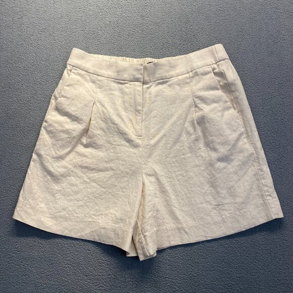 J.CREW Pants - J.Crew Women's Shorts Size 8 Beige 55% Linen‎ Blend,Plated,Pockets,Elastc,Waist